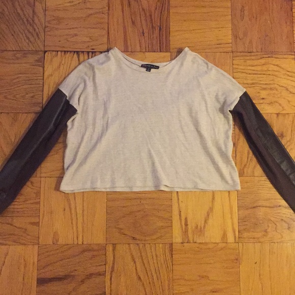 Elizabeth and James Tops - Elizabeth and James Leather-Sleeve Top